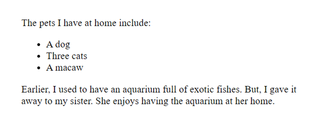 A screenshot showing the web page generated by the preceding code.