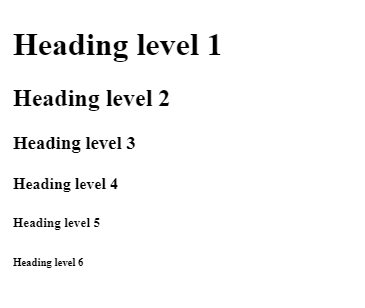 Image showing six levels of headings